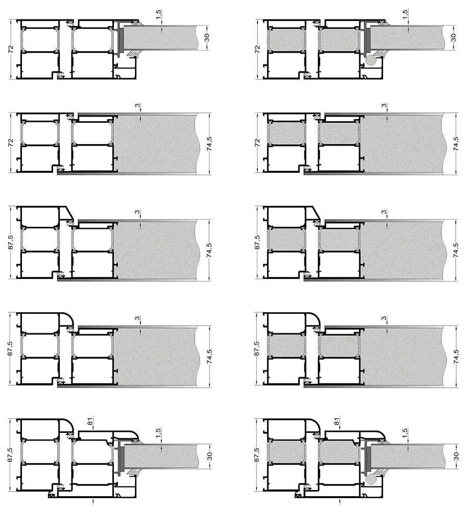 Alu Haustüren Profilvarianten